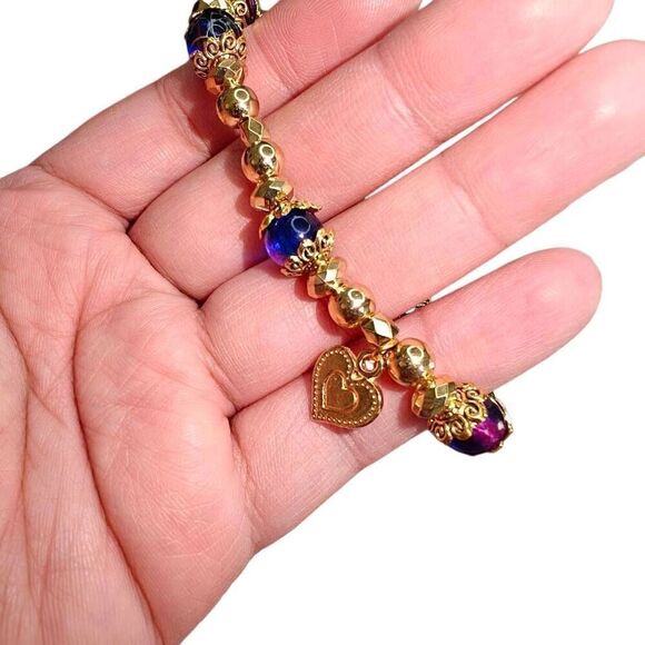 Handmade Gold Beaded Charm Bracelet - Picture 2 of 2